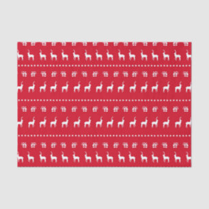 Red White Christmas Holiday Reindeer & Gifts Tissue Paper