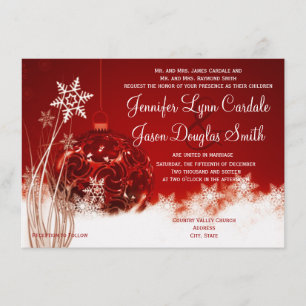 Red White Christmas Holiday Wedding Invitations