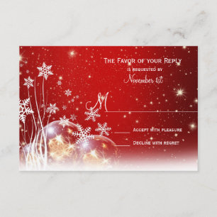 Red White Christmas Holiday Wedding RSVP Cards