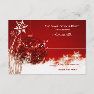 Red White Christmas Holiday Wedding RSVP Cards