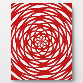 Red White Christmas Modern Circle Design Pattern Plaque