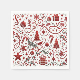  Red White Christmas Napkin