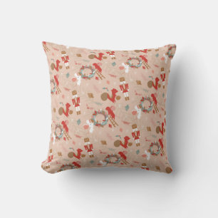 Red White Christmas Nutcracker Squirrel Mouse Cushion