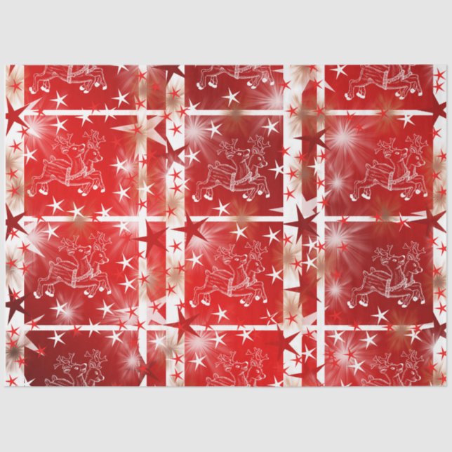 red,white,Christmas+ paper, winter+patte, merry+xm Tissue Paper (Front)