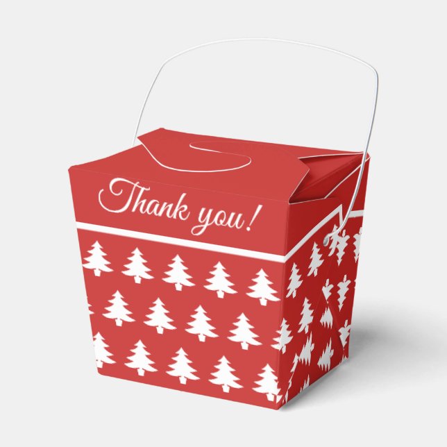 Red/White Christmas Party Favour Tree  Font Patter Favour Box (Front Side)