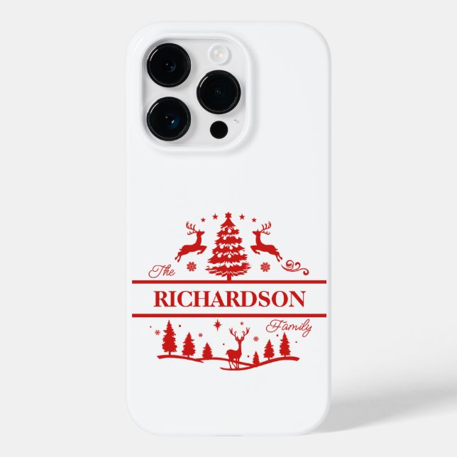 Red White Christmas Personalised Family Name Case-Mate iPhone Case (Back)