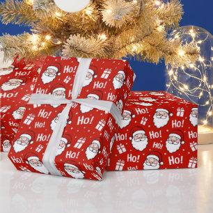 Red & White Christmas Santa Claus Pattern Wrapping Paper