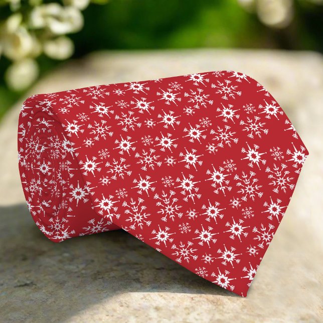 Red & White Christmas Snowflake Pattern Tie (Creator Uploaded)
