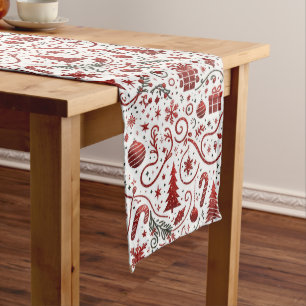  Red White Christmas Table Runner
