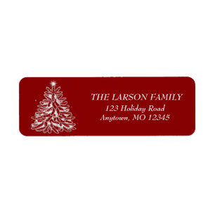 Red White Christmas Tree   Custom Holiday Return Address Label