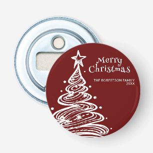 Red White Christmas Tree Party Bottle Opener