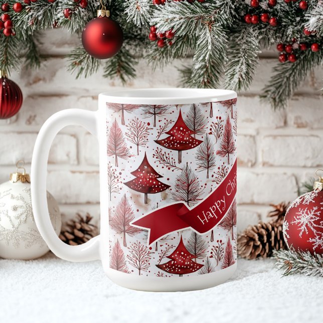 Red White Christmas Tree Pattern#4 ID1009 Coffee Mug (Creator Uploaded)