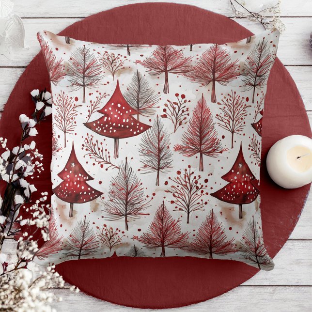 Red White Christmas Tree Pattern#4 ID1009 Cushion (Creator Uploaded)