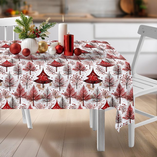 Red White Christmas Tree Pattern#4 ID1009 Tablecloth (Creator Uploaded)