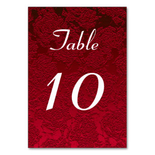 Red White Christmas Winter Wedding Reception Table Number