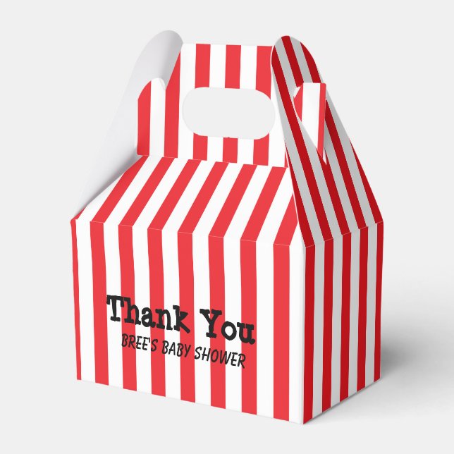 Red & White Circus Stripes Party Favour Boxes (Front Side)