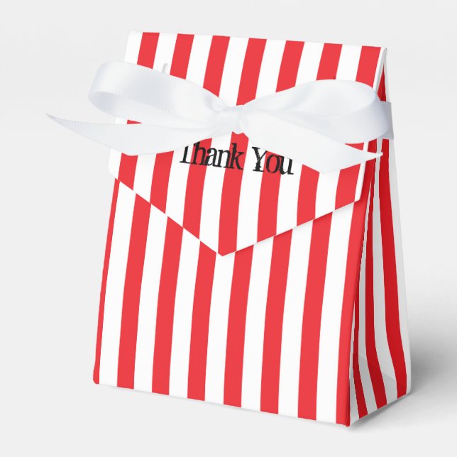 Red & White Circus Stripes Party Favour Boxes (Front Side)