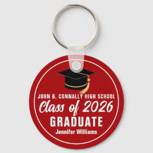 Red White Class of 2023 Personalised Graduate Gift Key Ring