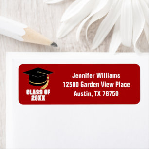 Red White Class of 2025 Graduation Return Address Return Address Label