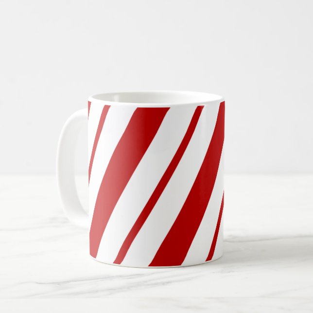  Red & White Classic Candy Cane Stripes Christmas Coffee Mug (Front Left)