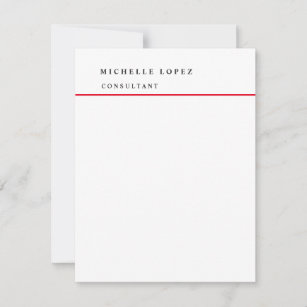 Red White Classical Elegant Plain Professional  Card