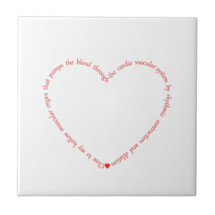 Red & White Close to My Heart Slogan Print Ceramic Tile