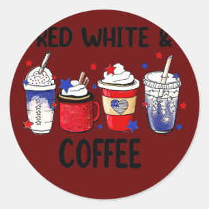 Red White Coffee 4th Of July Coffee Lovers Classic Round Sticker