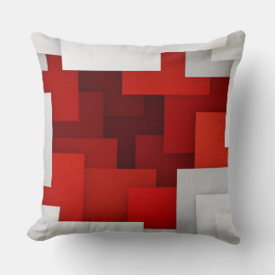 Red White Colour Block Geometric Decorative Pillow