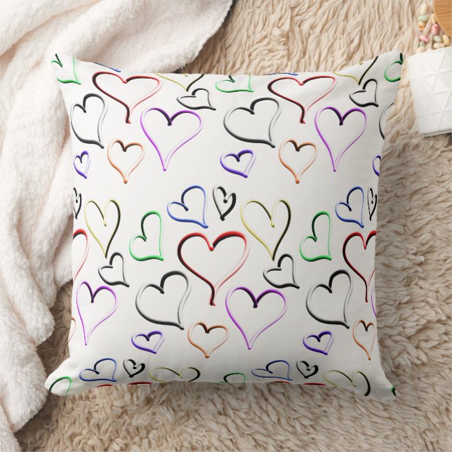 Red White Colourful Rainbow Hearts     Cushion (Blanket)