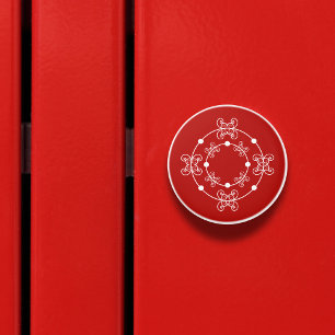 Red & White Concentric Circles Decorative Knob