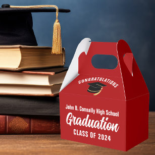 Red White Congratulations 2024 Graduation Party Favour Box