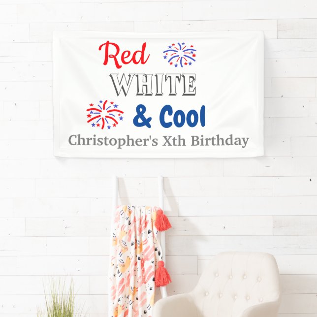 Red White & Cool 4th of July Birthday Banner (Insitu)