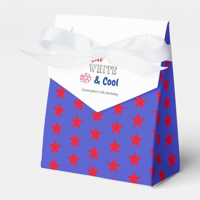 Red White & Cool 4th of July Birthday Favour Box (Front Side)