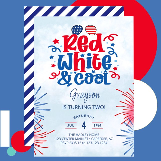 Red White & Cool Birthday Party Invitation (Creator Uploaded)