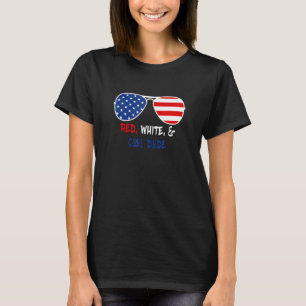 Red White Cool Dude Us Flag Sunglasses Fun Patriot T-Shirt