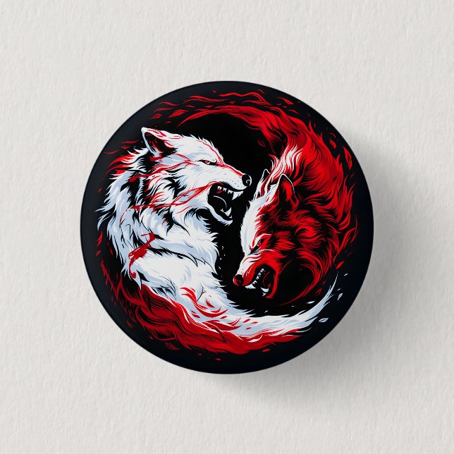 Red White Cosmic Wolf Warrior 3 Cm Round Badge (Front)