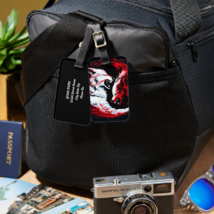 Red White Cosmic Wolf Warrior Luggage Tag
