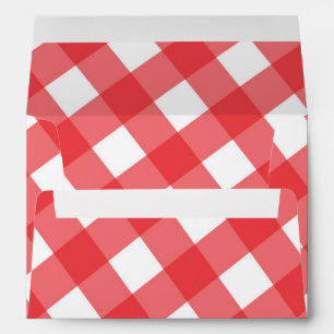 Red & White Country Gingham Chequered Invitation Envelope