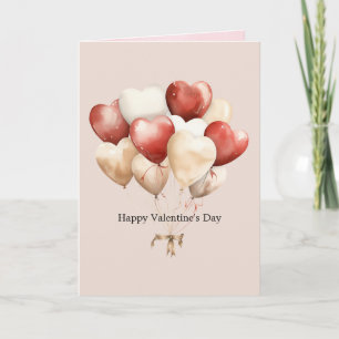 Red White Cream Hearts Love Valentine's Day Card