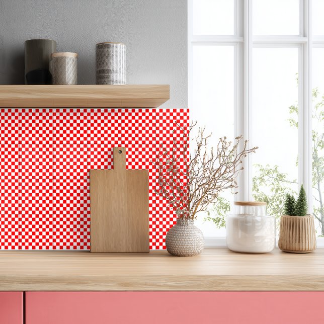 Red White Croatian Chequerboard Pattern Ceramic Tile (Creator Uploaded)