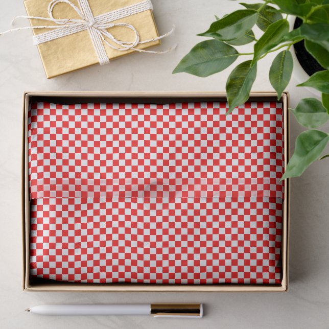 Red White Croatian Chequerboard Pattern Tissue Paper (Gift)