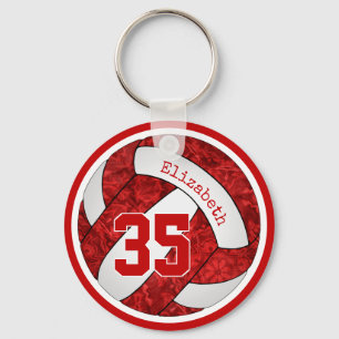 red white custom girls volleyball team colours key ring