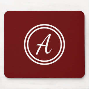Red & White Custom Monogram Mousepad