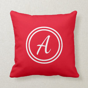 Red & White Custom Monogram Pillow