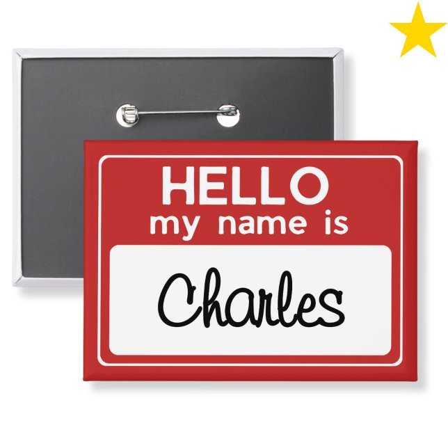 Red White Custom Name Hello My Name Is (Creator Uploaded)