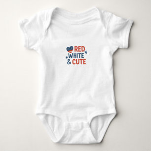 Red, White & Cute – Patriotic Baby Design with Sta Bodysuit