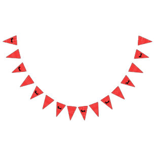 Red & White Dachshund Bunting Party Banner