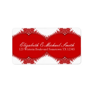 Red White Decor Lace Address Stickers Label