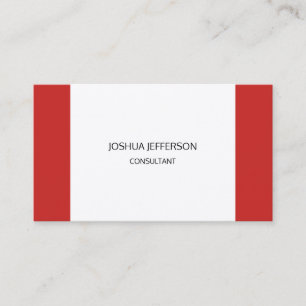 Red White Design Modern Plain Minimalist Two Sided Business Card