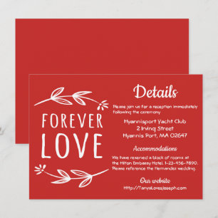 Red & White Details Laurel Leaf Wedding Party Invitation
